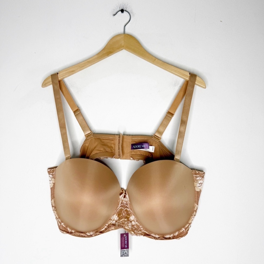 Adore Me Lace Push-Up Bra 46DD Nude Beige Underwire New With Tags